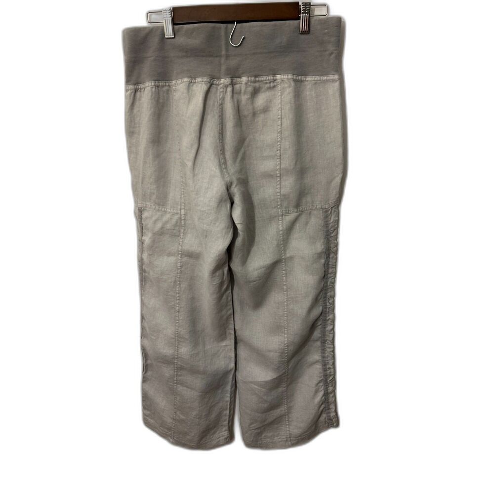 XCVI Linen Crop Pants M Gray Wide Leg Pull On Lightweight Casual Minimalist - Picture 2 of 6